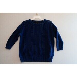 J Crew M womens Blue open knit sweater crew neck